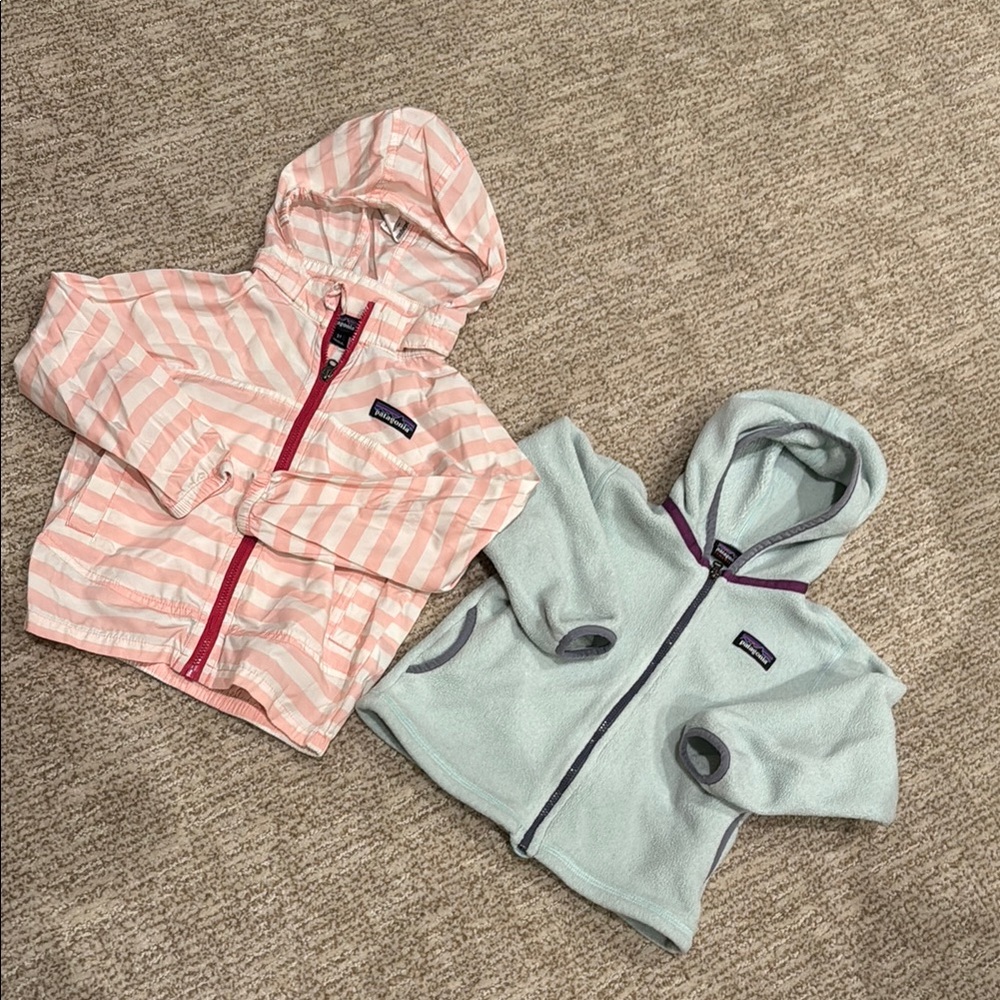 Patagonia Kids' Pink and Light Blue Hoodies BUNDLE! 2T
